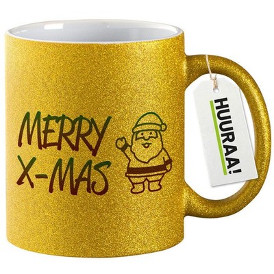 Glitzertasse Merry X-Mas Weihnachtsmann Geschenkidee Merry X-Mas Geschenk Präsen