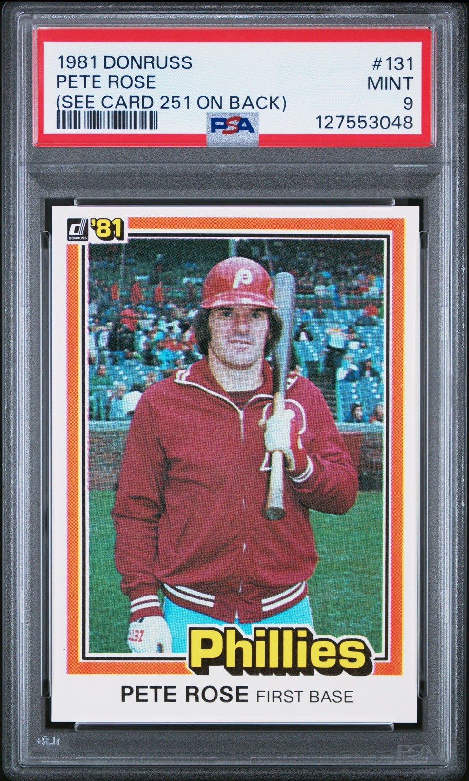 1981 DONRUSS (SEE CARD 251 ON BACK) #131 PETE ROSE PSA 9