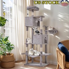 Multi-Level Cat Tree Tower Multiple Cats W/ Scratching Posts Condos Hammock New