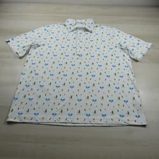 Criquet Polo Shirt Mens Large White Blue Green Pickleball Performance Range