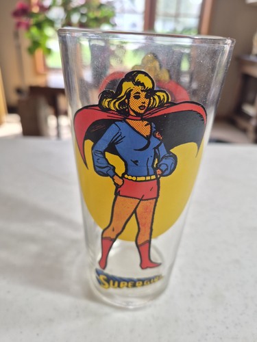 Pepsi Supergirl Vintage Decorated Drinking Glass DC Comics 1980s