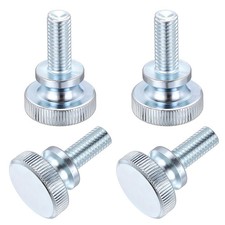6Pcs M8x20mm Knurled Thumb Screws Carbon Steel Zinc Plated, Silver Blue