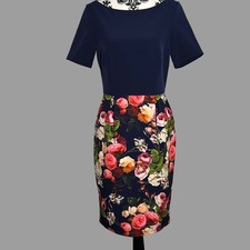 Paper Doll London Navy Floral Mini Short Dress Size 10 Occasional Casual 