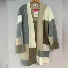 Color Block Open Cardigan with Kimono Sleeves