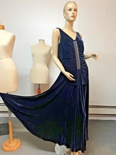 J Peterman Fabulous 1930s Style Draped Rayon Silk Velvet Gown Size 6 Bust to 36