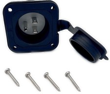 RV Shore Power Inlet Plug NEMA 5-15 with Waterproof Cover , 15A 125V Recessed Ma