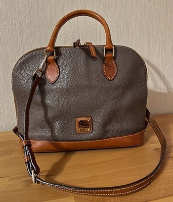 Dooney & Bourke Handtasche Leder grau und braun, innen rot, gebraucht
