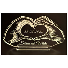 Geschenk Valentinstag Aufsteller Wunschgravur Liebe Hochzeit Gravur Herz H&auml;nde