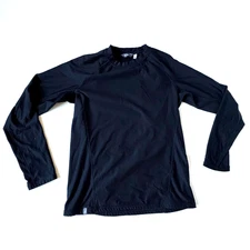 Ibex Mens M Long Sleeve Crew Sweatshirt Base Layer Black Pullover Fleece Lined
