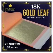 Barnabas 18K Real Gold Leaf Sheets for Crafts - 25-Transfer Sheet 3.1inch