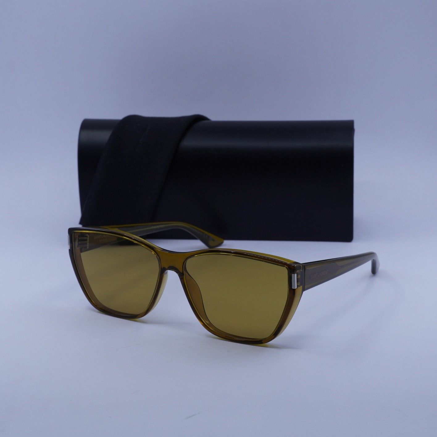 Occhiali da sole Saint Laurent SL 758 004 trasparenti ocra nicotina 63 14 140 nuovi a...