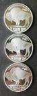Lot of Three SilverTowne 1oz Silver Buffalo Rounds