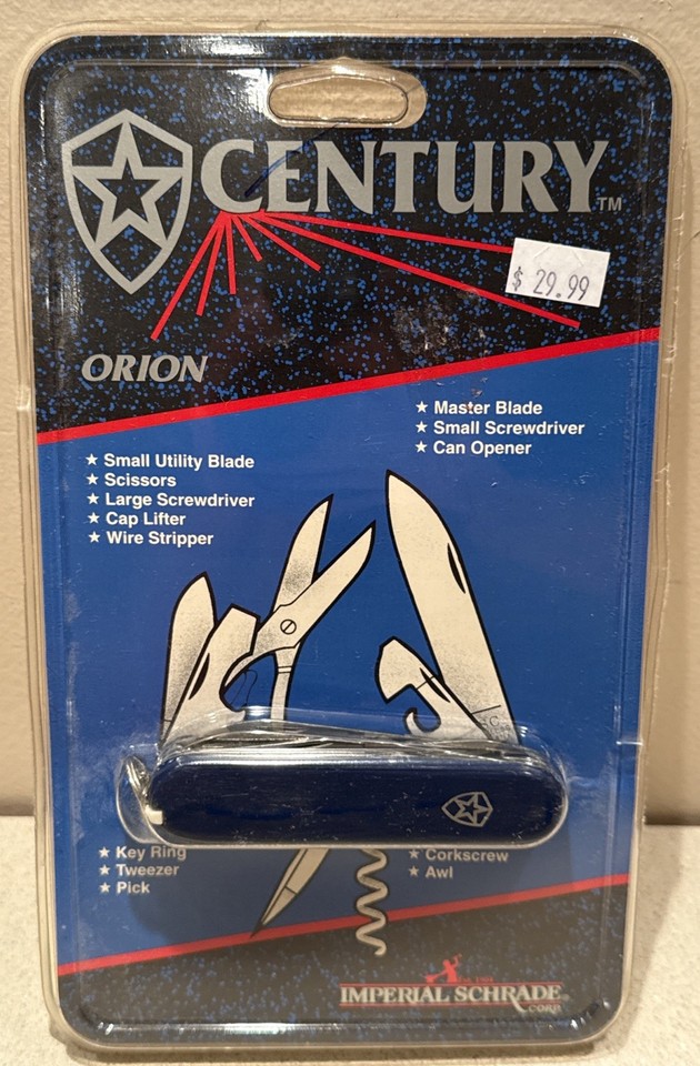A never-opened 1993 Imperial Schrade Century multi-tool pocket knife from Germany — sealed old-stock makes it both a usable tool and a time-capsule collectible.