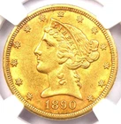 1890-CC Liberty Gold Half Eagle $5 Coin - Certified NGC AU58 - $3,500 Value!