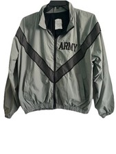 US Army Physical Fitness Jacket Mens Medium S Gray Military Full Zip PFU Uniform
