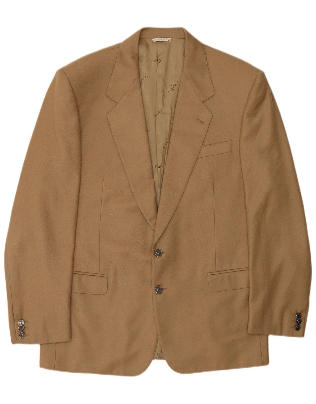 PIERRE CARDIN Mens 2 Button Blazer Jacket UK 40 Large Beige CM12