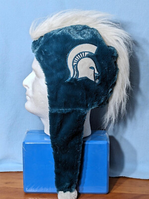 Michigan State Univ  Forever Collectibles Spartan plus winter hat fuzzy NEW