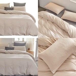 Atsense Duvet Cover Queen, 100% Washed Cotton, 3-Piece Bedding Comforter Cover S  eBay