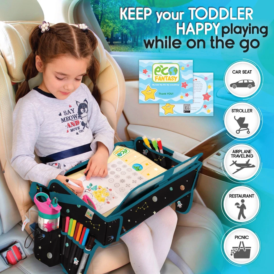 Kids Car Seat Travel Tray - Activity Tray Table For Toddler - Baby Travel Desk - Image 2 of 4