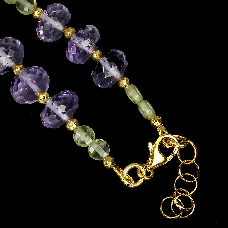 925 Sterling Silber Armband Amethyst Peridot Natürlicher Edelstein Schmuck - Bild 3 von 4