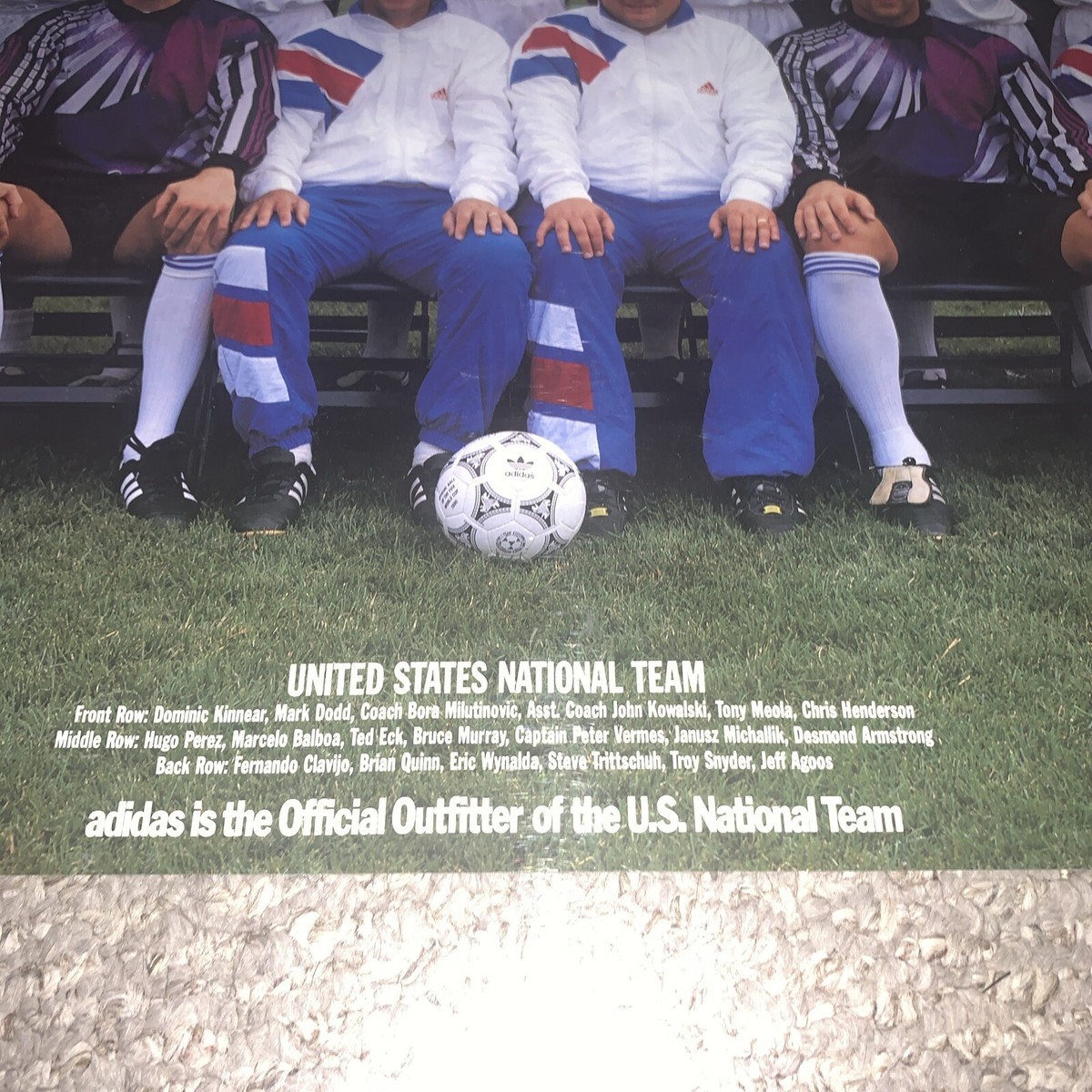 Vintage 1990 USMNT World Cup Adidas Poster USA National Team Rare