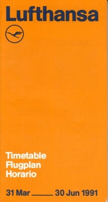 Lufthansa timetable 1992/03/29 edition for Eastern/Central USA