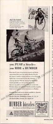 Humber Bicycle Print Ad 1948 Ephemera Wall Art Decor American Youth Hostels