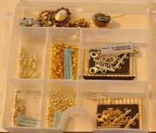 Jewelry and Craft Supplies Miscellaneous Lot with Storage Case