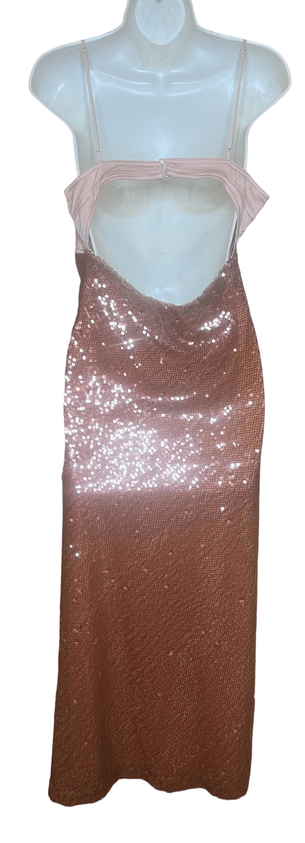 alc gisele sequin midi dress ALC Gisele Sequin Midi Dress in Pale Pink & Brown NWT Size 10