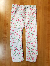 PINK FLOWERS ON WHITE RIBKNIT TIGHTS LEGGINGS for 16" CPK Cabbage Patch Kids