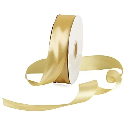 1 1/2 Inch Champagne Gold Polyester Satin Ribbon for Gift Wrapping 100 Yards