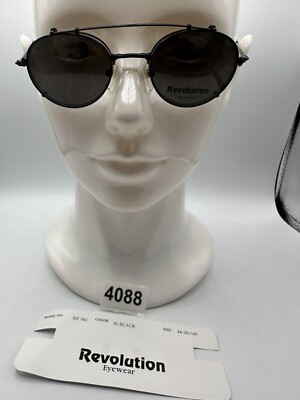 New Vintage Revolution Eyewear With SunShade RE041 Matte Black 44 20 145