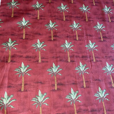 Fabric-cotton-Cranston V.I.P.  Rust/RED APPLE & Palm Tree PRINT  1 yard Nice!