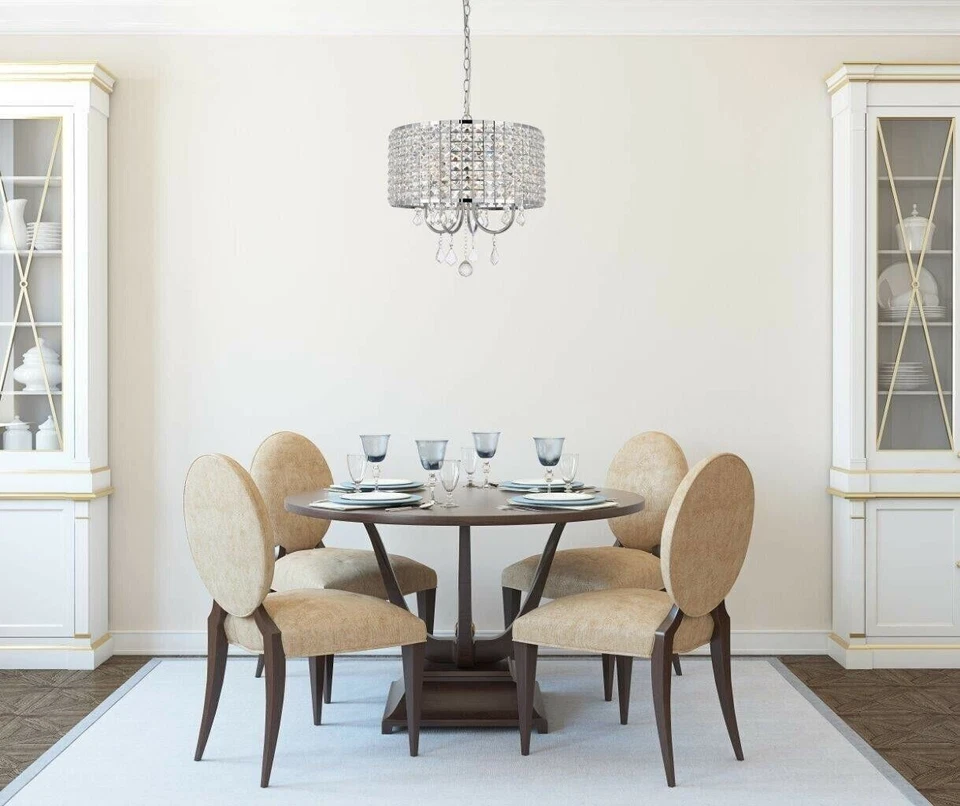 Lámpara de araña cromada colgante cristal lámpara cocina salón comedor 17" Foto 2 de 4