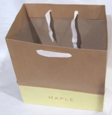 Word MAPLE on Thick Paper Shopping Gift Bag w/Ribbon Handle 9.25" H 9.25" W 6" D