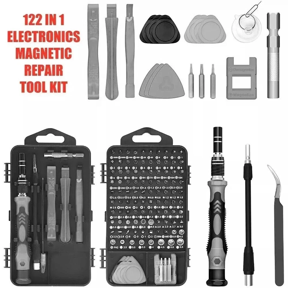 Kit de herramientas de apertura de reparación de tabletas de teléfono celular 122 piezas destornillador para iPhone Samsung Foto 2 de 4
