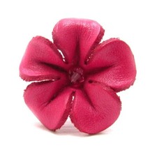 Handcrafted Jasmine Fuschia Leather Floral Adjustable Ring