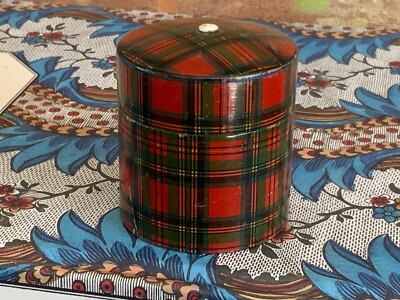 Tartan Ware Stuart  Go-To-Bed  LIdded Box Scottish Mauchline Ware Scotland C1890