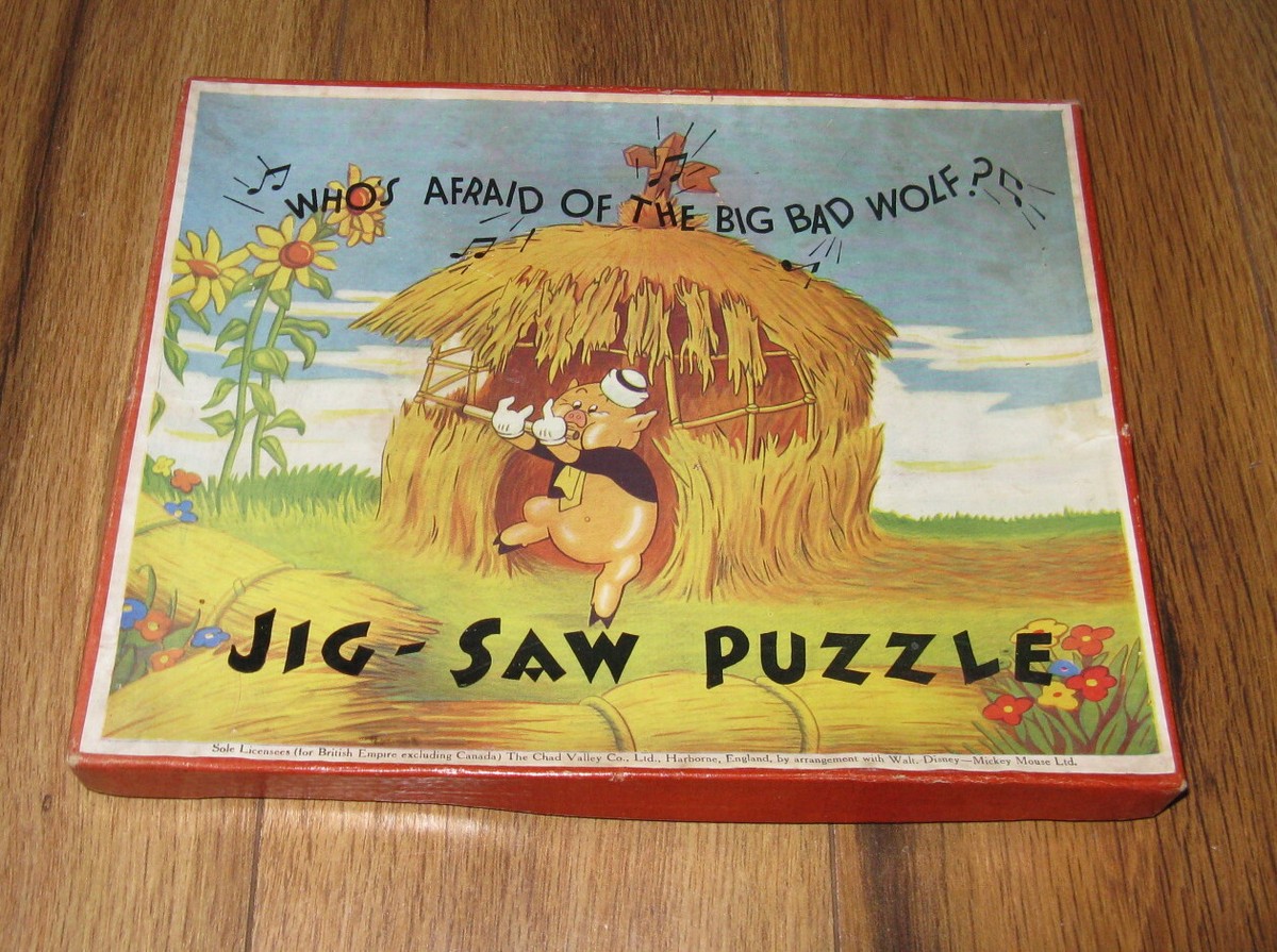 VTG 1930s Chad Valley Walt Disney Big Bad Wolf Three Little Pigs