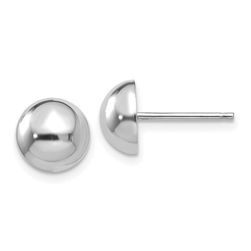 REAL 14K Yellow or White Gold 8mm Polished Button Half Ball Post Stud Earrings - Picture 4 of 16