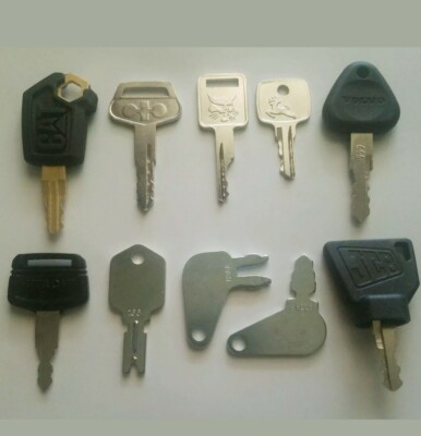Heavy Equipment Key 10 Keys Cat Komatsu Case Bobcat JCB Hitachi JD Volvo Logo