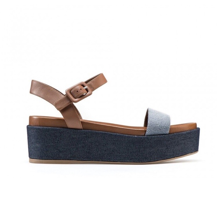 SERGIO ROSSI Kawai Denim Platform Sandals EU40 RRP580 UK