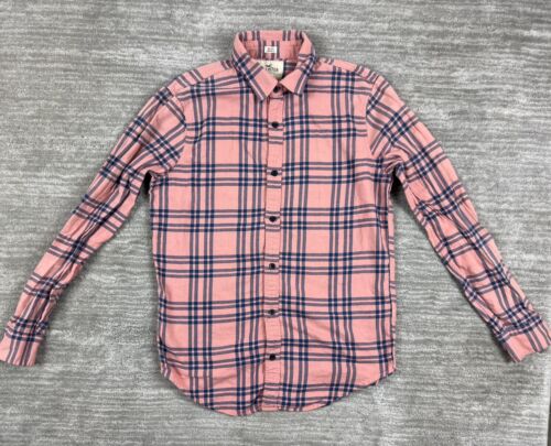 Hollister Shirt Mens Medium Pink Blue Longline Fit Long Sleeve Button Up - Picture 1 of 11