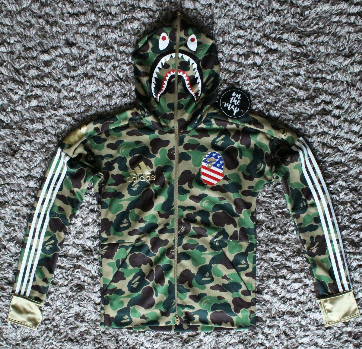 Adidas x Bape Superbowl SB Shark Green Camo Hoodie Size M Adidas x Bape Superbowl SB Shark Green Camo Hoodie Size M
