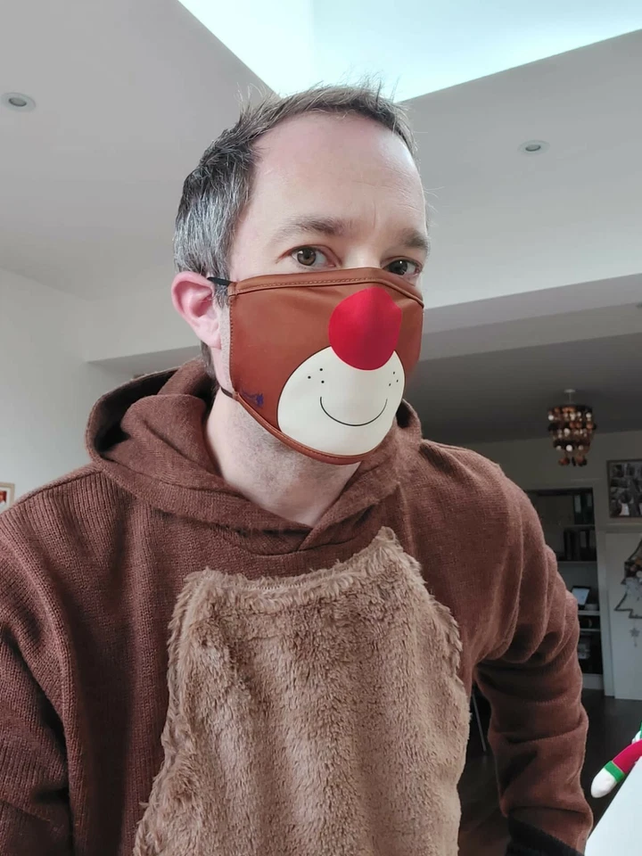 Rudolph Christmas face mask!  Smiley Red nosed Reindeer with filter. £10 for 2 - Image 3 of 4