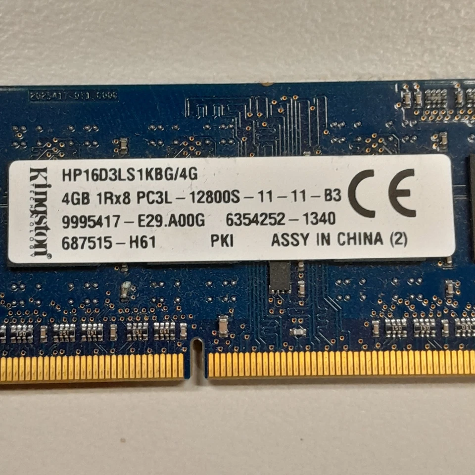 Kingston 4GB DDR3 RAM PC3L-12800 1600Mhz non-ECC 1.35V SODIMM HP16D3LS1KBG/4G - Image 2 of 3