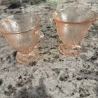 Hazel Atlas "Royal Lace pink" Depression Glass Footed Creamer and sugar