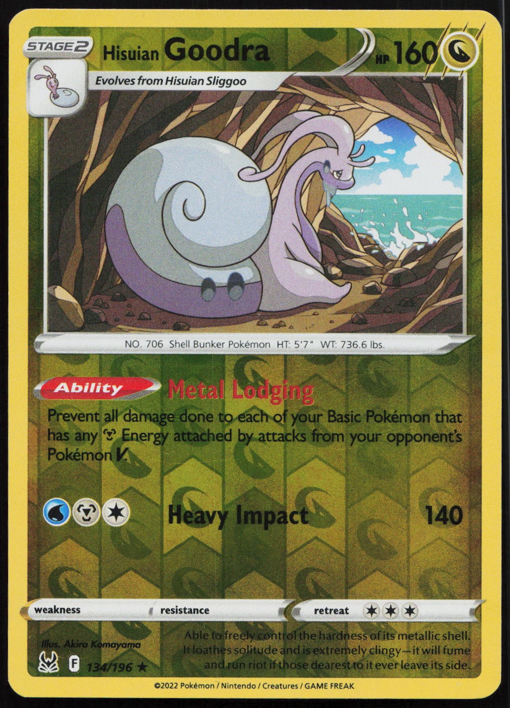 Hisuian Goodra 134/196 Rare Lost Origin Pokemon Reverse Holo NM