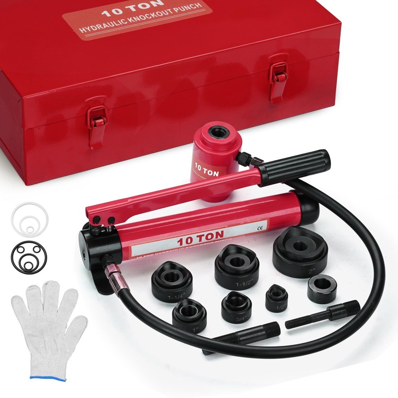 Yescom 1/2" to 2" Hydraulic Knockout Punch Set Electrical Conduit Hole Punch