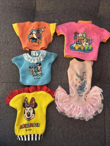 Vintage 90s Barbie Disney Clothes Lot Shirts Dress Mickey Minnie Donald 5 Pc